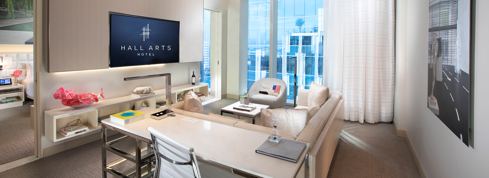 Sculpture Suite interior of HALL Arts Hotel features modern design and comfort